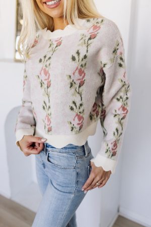 Looking Rosy Sweater - Cream
