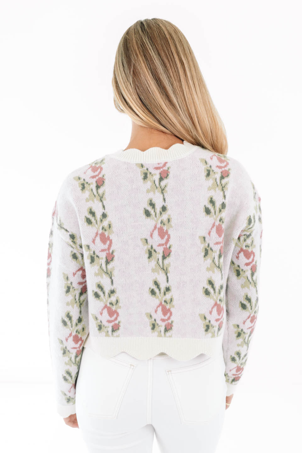 Looking Rosy Sweater - Cream - Image 8