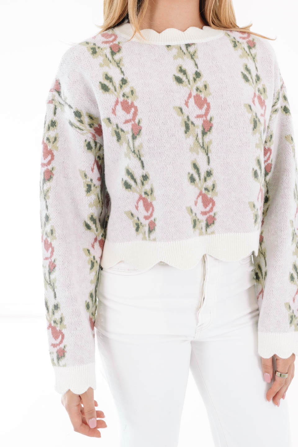 Looking Rosy Sweater - Cream - Image 5