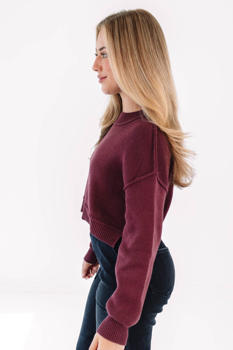 A Fall Classic Sweater - Wine - Image 6