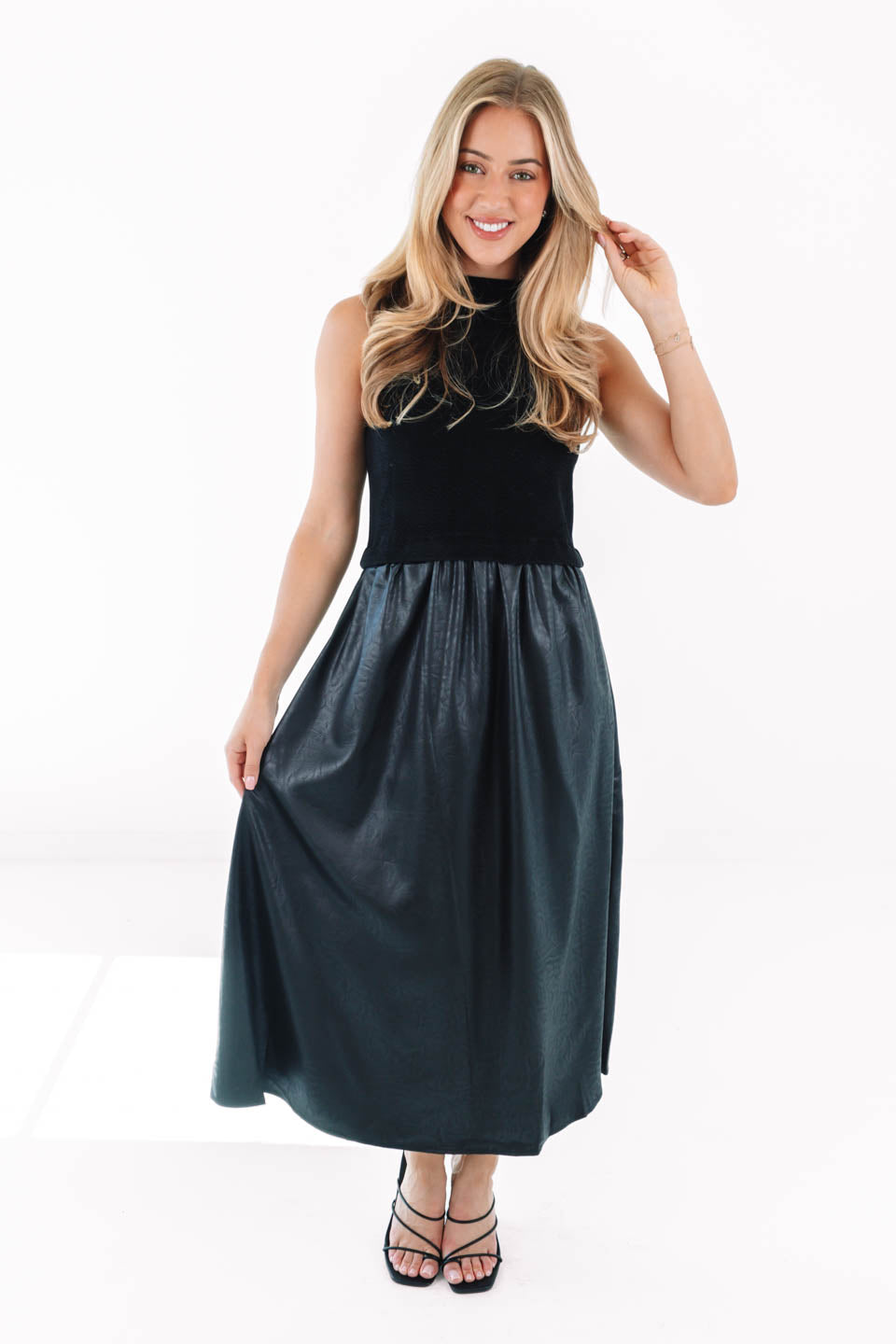 Winter Luxe Midi Dress - Black - Image 3