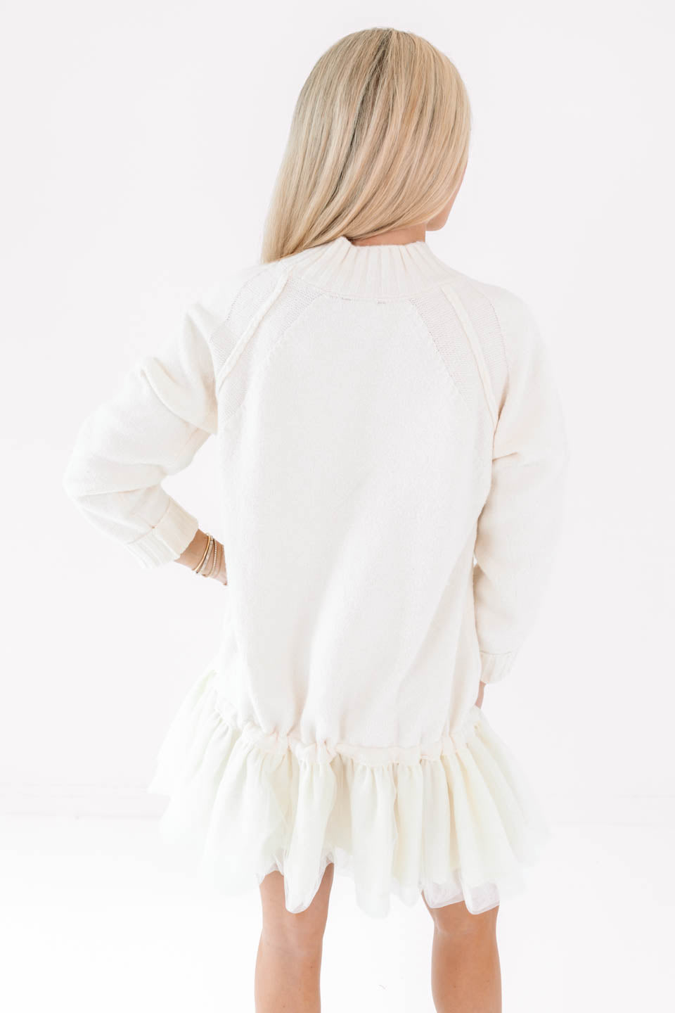 Snow Falling Sweater Dress - Cream - Image 5