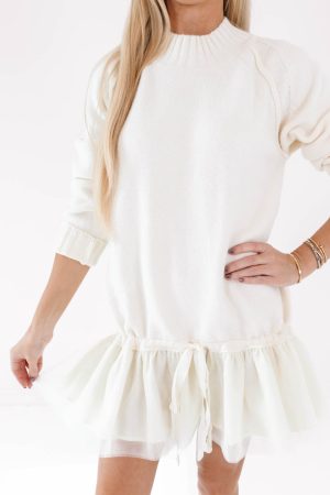Snow Falling Sweater Dress - Cream