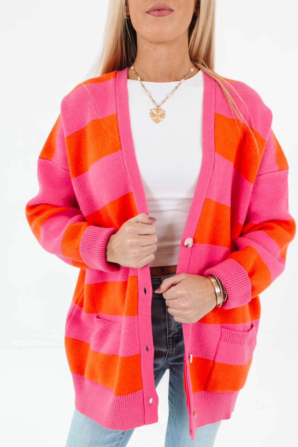 Sunset Pop Cardigan - Pink/Orange - Image 3