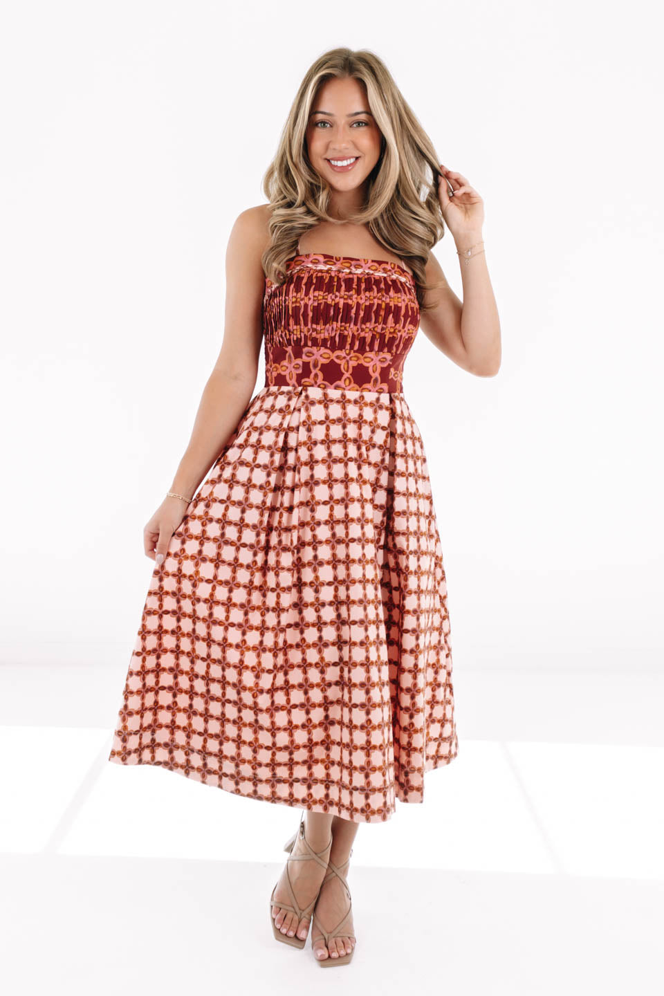 Falling Into You Midi Dress - Red